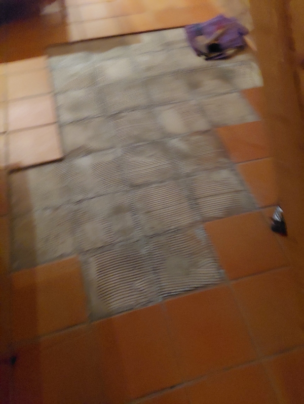 fjernet gammelt fliseklæb fra gulv