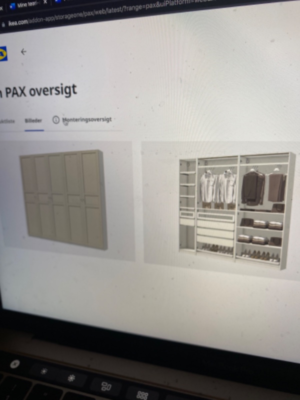 Samling af PAX skab inkl. indmad