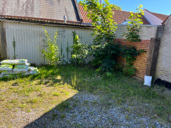 Fjerne ukrudt i baggård