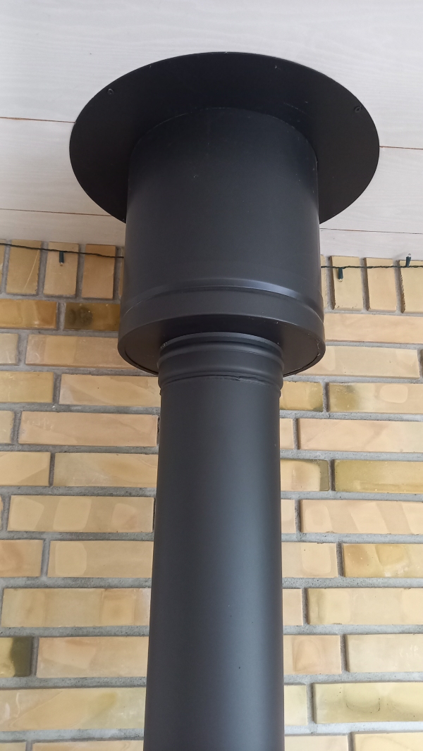 Lovligt montereret ny brændeovn samme sted og mål, hvor eksisterende brændeovn står