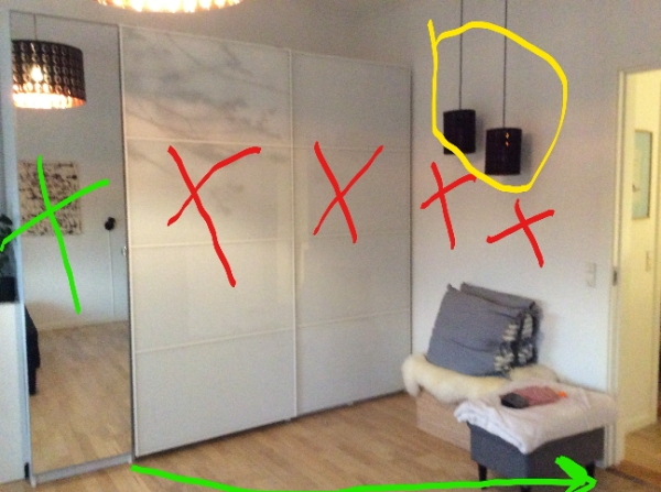 Hjælp til at flytte 3 klædeskabe og nedtagning af lamper