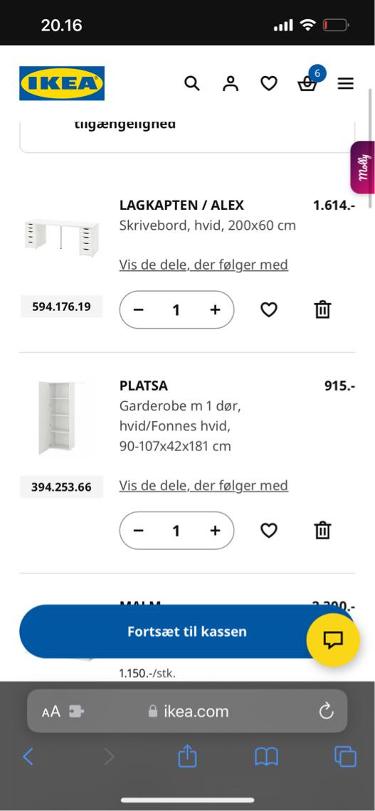 Samling af IKEA møbler