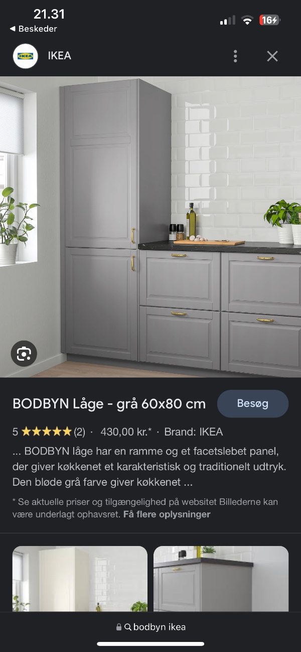 Låger på integreret opvaskemaskine og køleskab