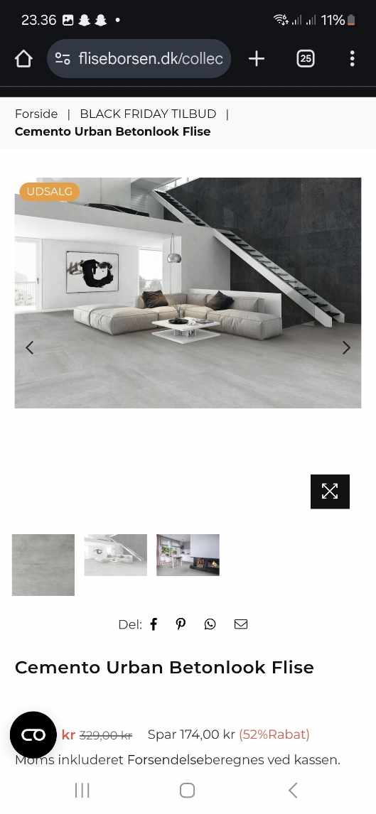 86m2 fliser skal ligges I åben kælder.