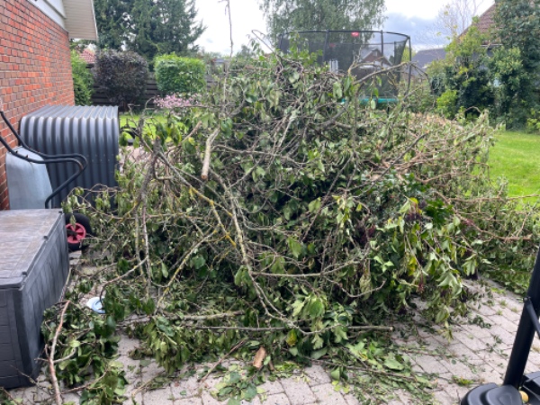 Kørsel af haveaffald til genbrugsstationen.