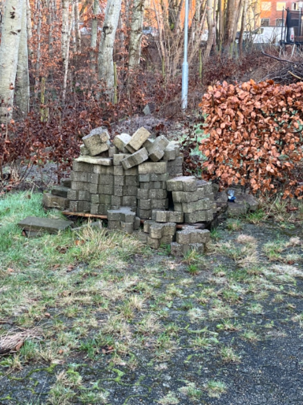 Køre grene, brosten, plade og blade på genbrugspladsen