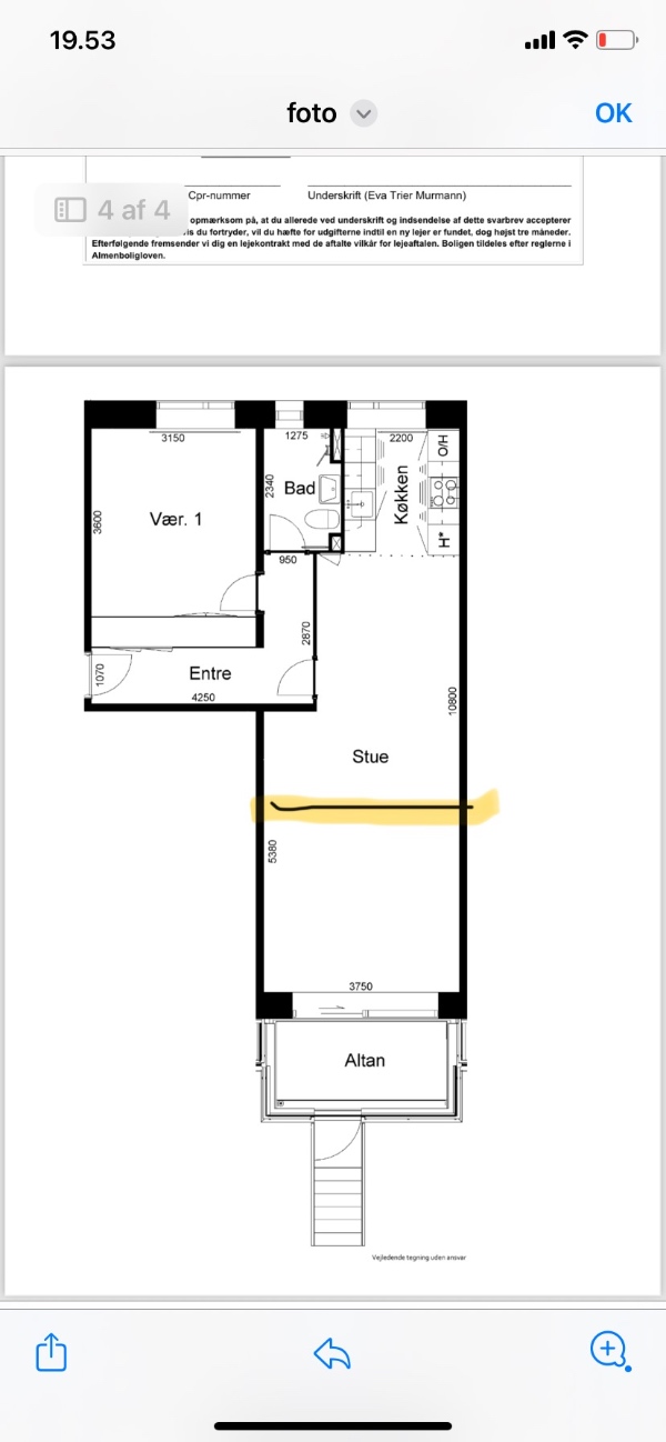 Gipsvæg med dør. Må ikke laves huller i gulvet