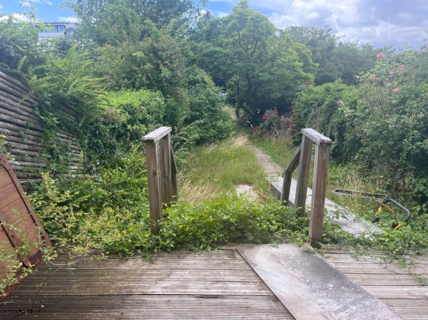 Fjernet byggeaffald, cykel mm fra have