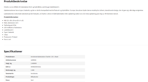 Opsat 32A Ladeboks til Elbil, tilsluttet el tavle med grupper dertil