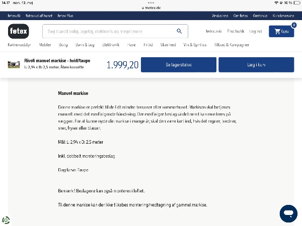 Montering af markise