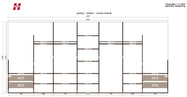 Gadarobeskab til skråvæg
