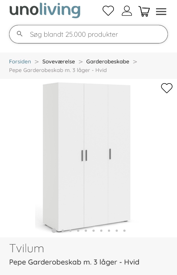 Samling af garderobeskab fra Unoliving (118 x 200 cm)