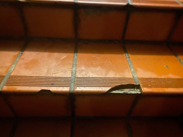 Fliser på trappe udenfor skal erstattes