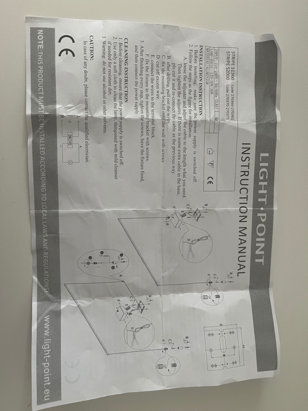 ophæng af pendel (stripe S1500 fra light point)