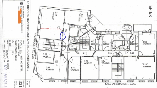 Opsætning af ny gibs skillevæg og ny døråbning i eksisterende væg