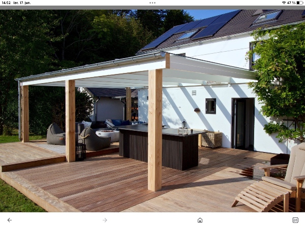 Sat en overdækket terrasse op, tag ud fra hust