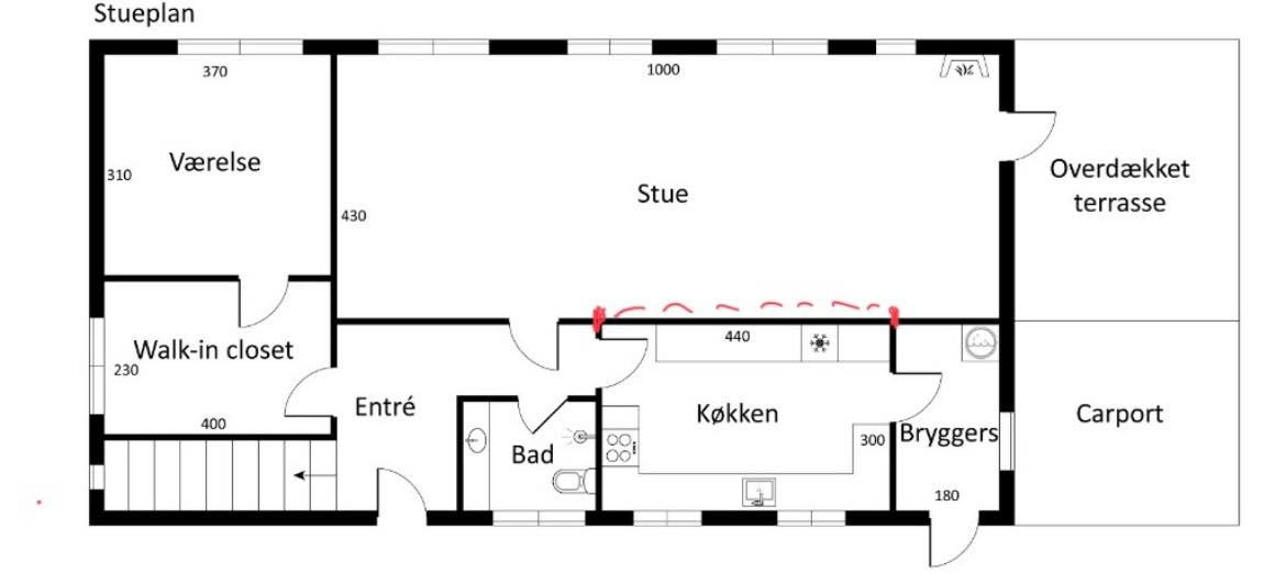 Pudse vægge i køkkenet