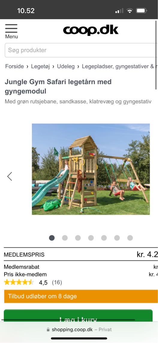 Samlet et junglegym/legetårn/gyngestativ fra ny