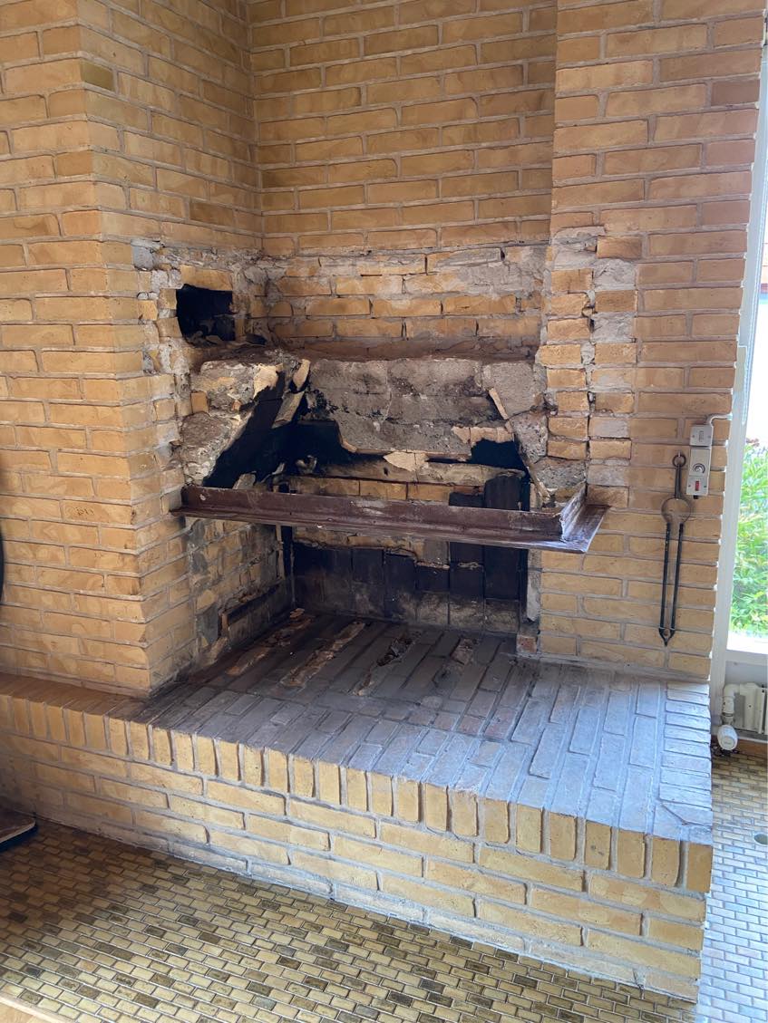 Murerarbejde ved nedlagt pejs