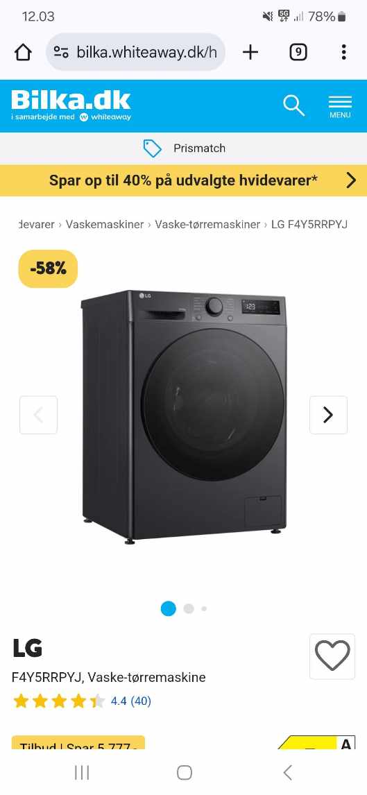 Tilslutning af vaske-tørremaskine