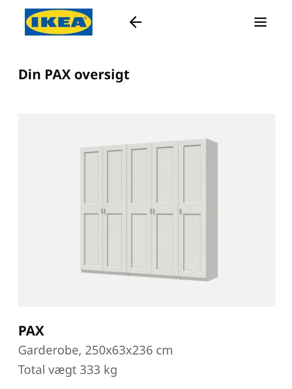 Samling af stort pax skab Ikea