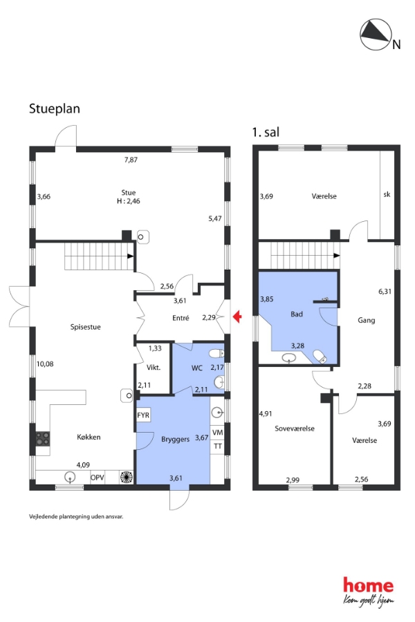 Maling af 205 kvm tomt hus (loft+vægge)