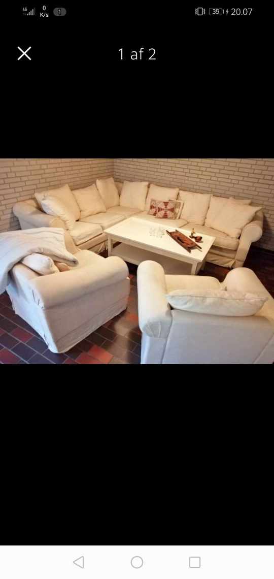 Hente hjørnesofa og 2 lænestole og fra postnr 7870 Durup til postnr  7000 Fredericia 