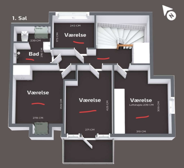 Gulvvarme i stueplan og 1. Etage. Beboelses Areal i alt 121 m2. Parcelhus opført i 1940 med fuldkælder