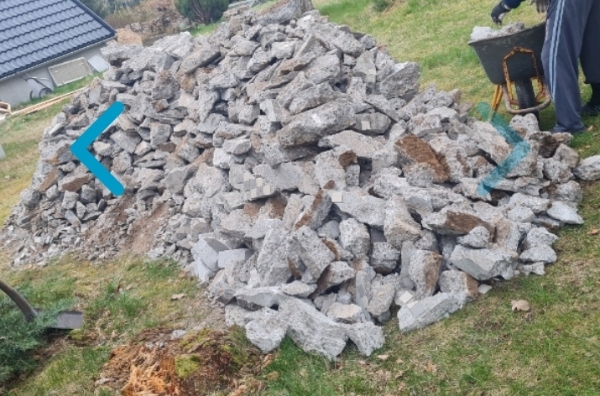 Afhentning af beton affald