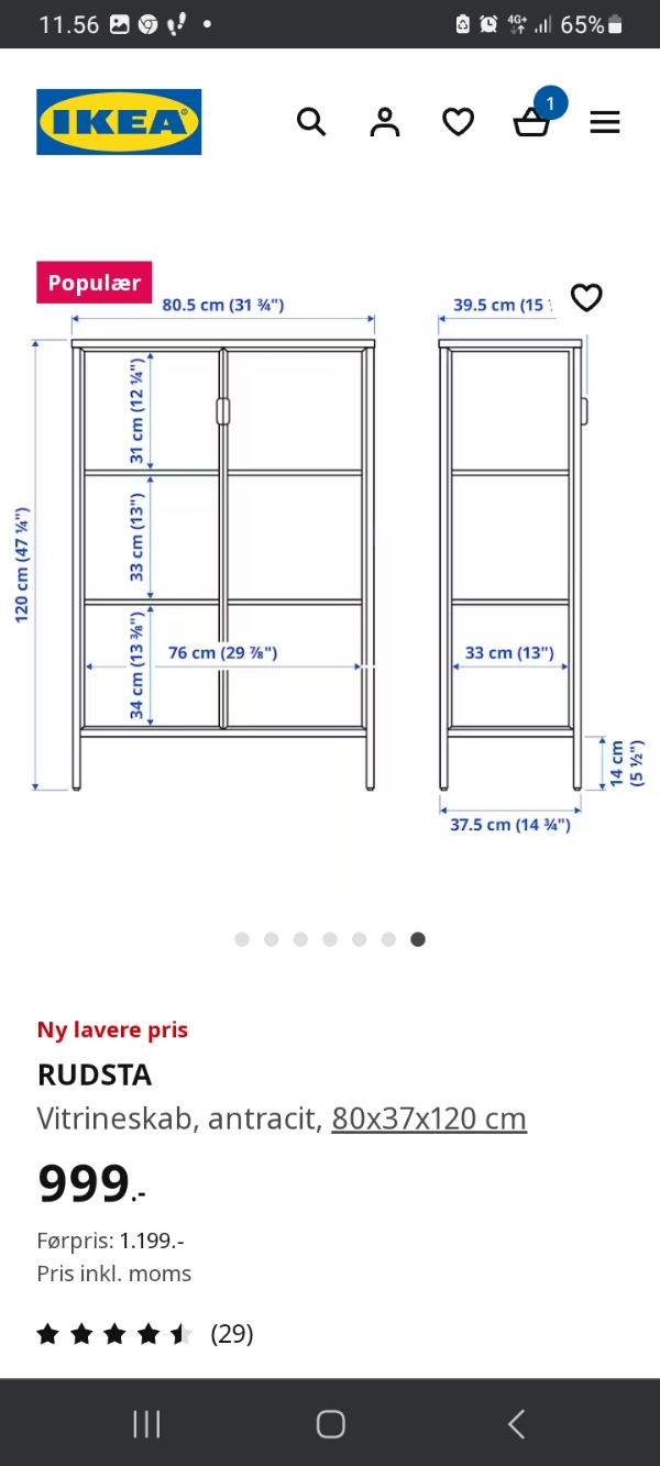 Samling af Ikea-vitrineskab