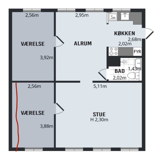 Indbygget skab fra væg til væg