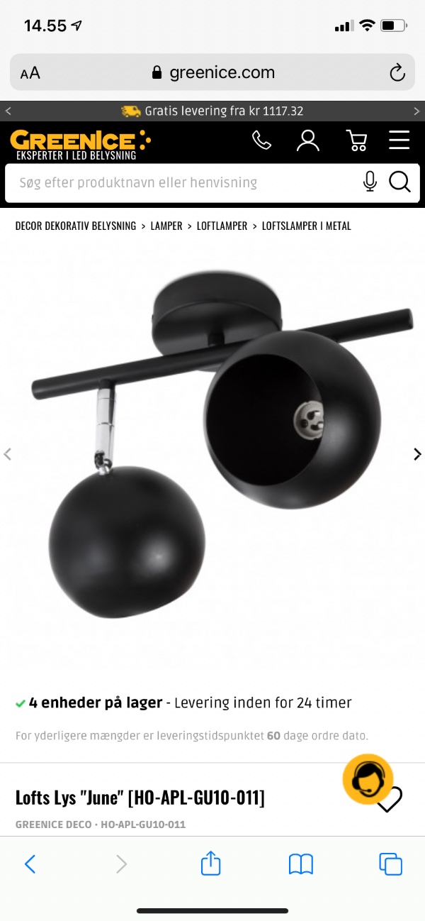 4 lamper skal sættes op