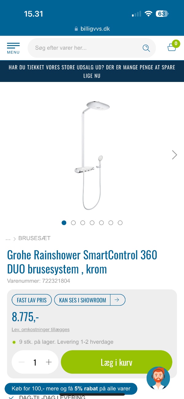 Afkalkning af brusesystem - Hans Grohe, smart control 360 Duo