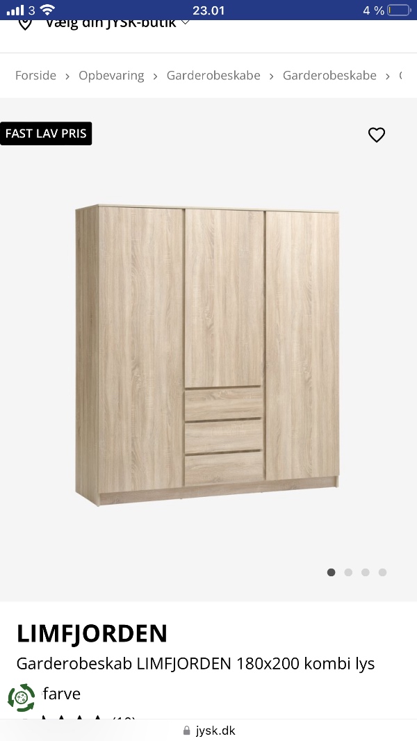 Samling af garderobeskabe og kommoder