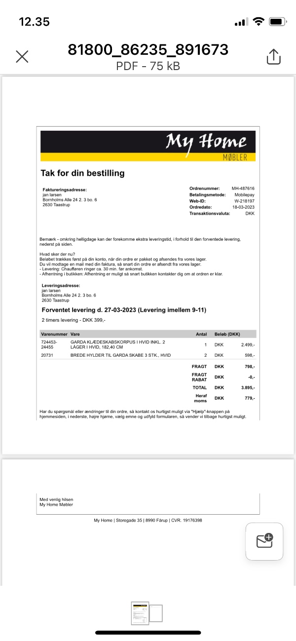 samling af Garda klædskabs korpus m læger længde 1.83