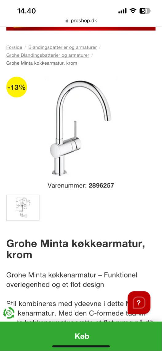 Køkken armatur udskiftning