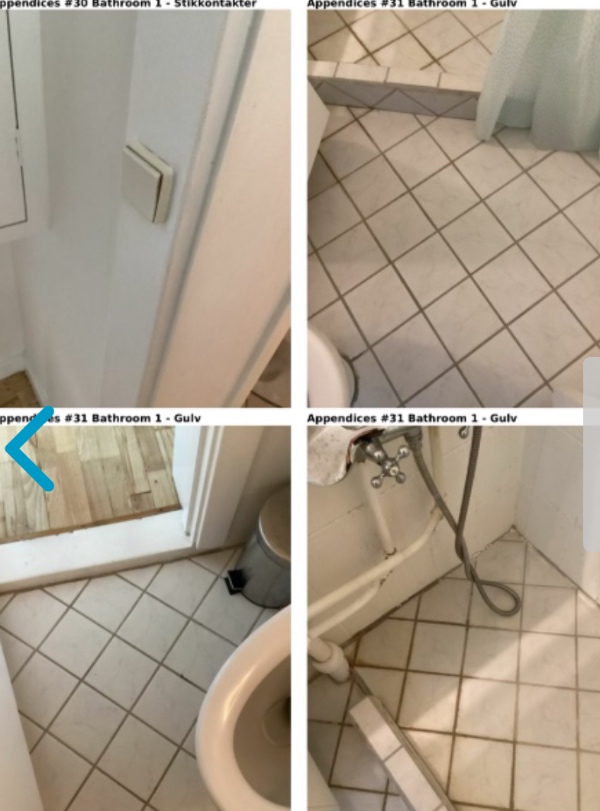 fjernelse af gamle fliser og lagt nye i et badeværelse på 2,02 m2