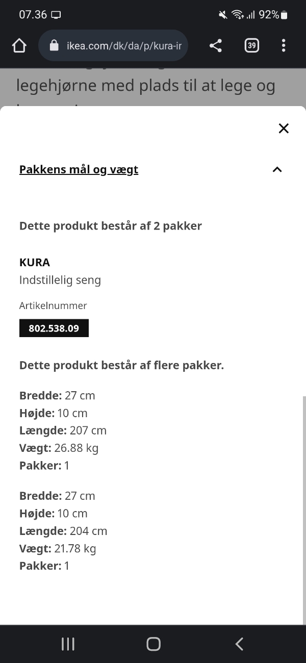 Hente en seng i Ikea Taastrup og køres til Valby