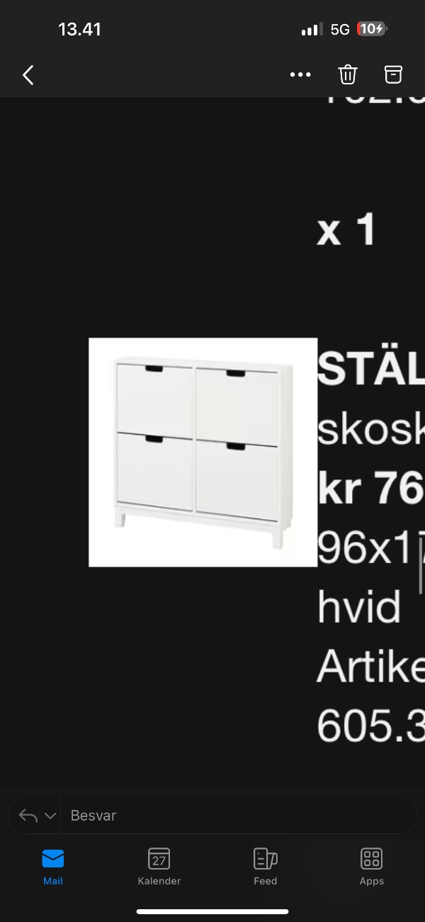Skab,skrivebord og skoskab