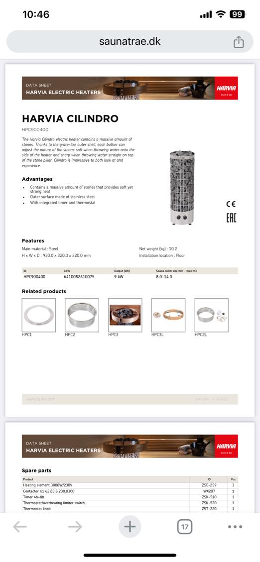 Tilslutte udendørs sauna. Det er 400v til saunaovnen og 230 til lys. Kabel skal trækkes.