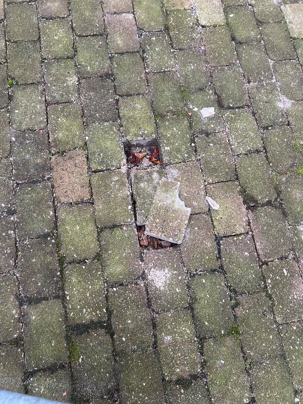Vores tørrestativ i gården er væltet