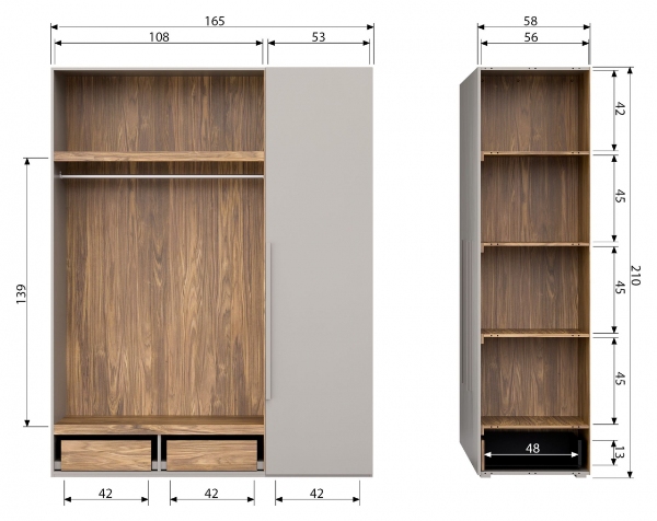 Samling af et garderobeskab på 165x210