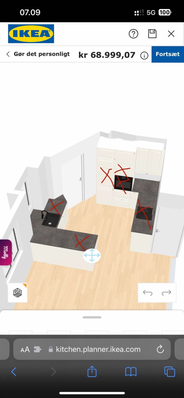 El til køkken samt lyskontakt