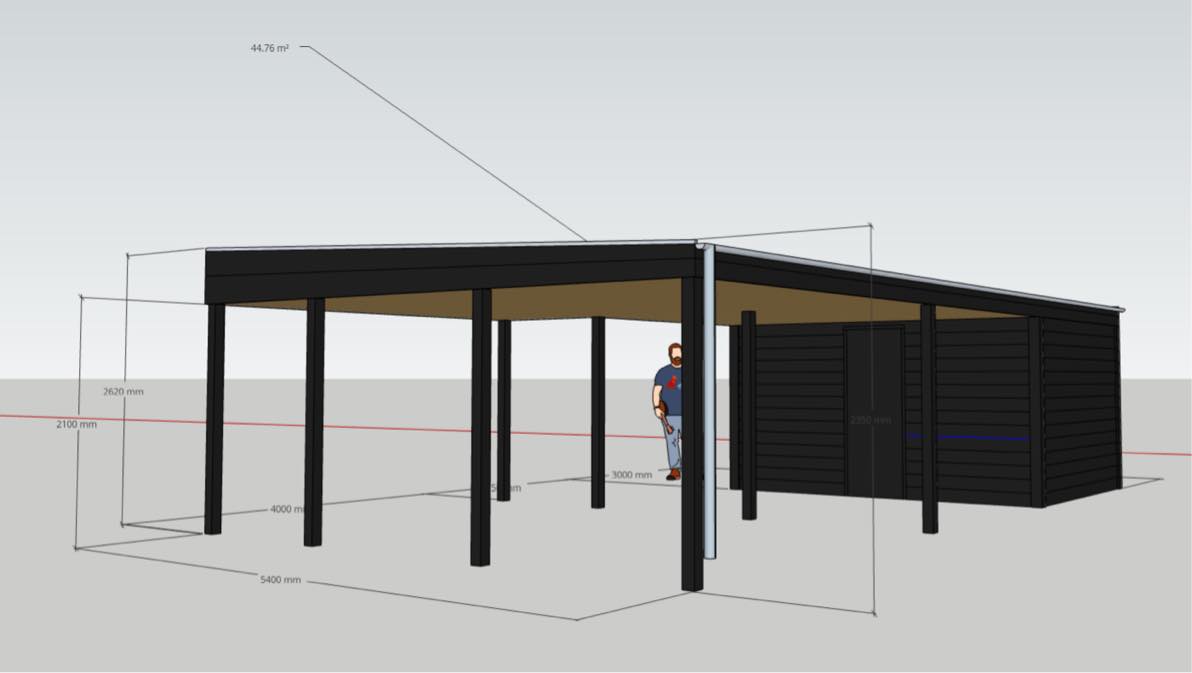 Bygge isoleret dobbelt skur og carport inkl  el-arbejde