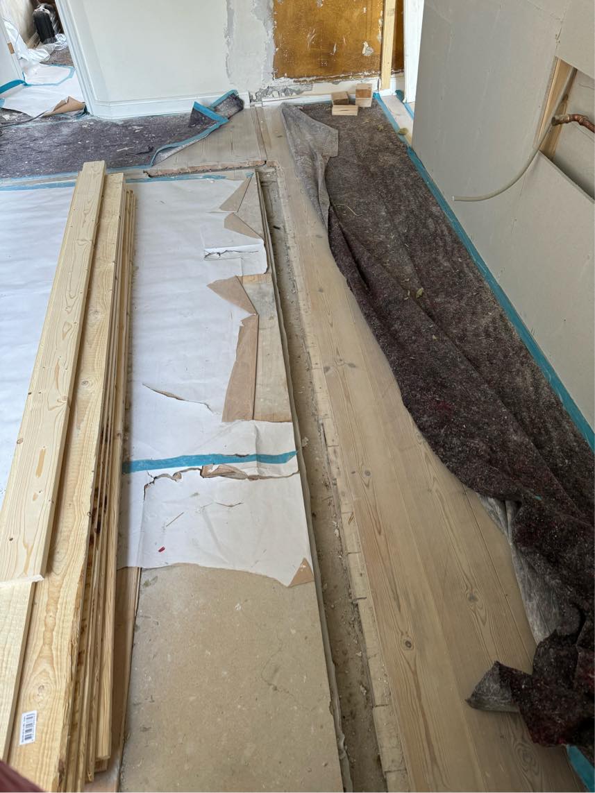Reperation af gulv efter nedrivning af væg