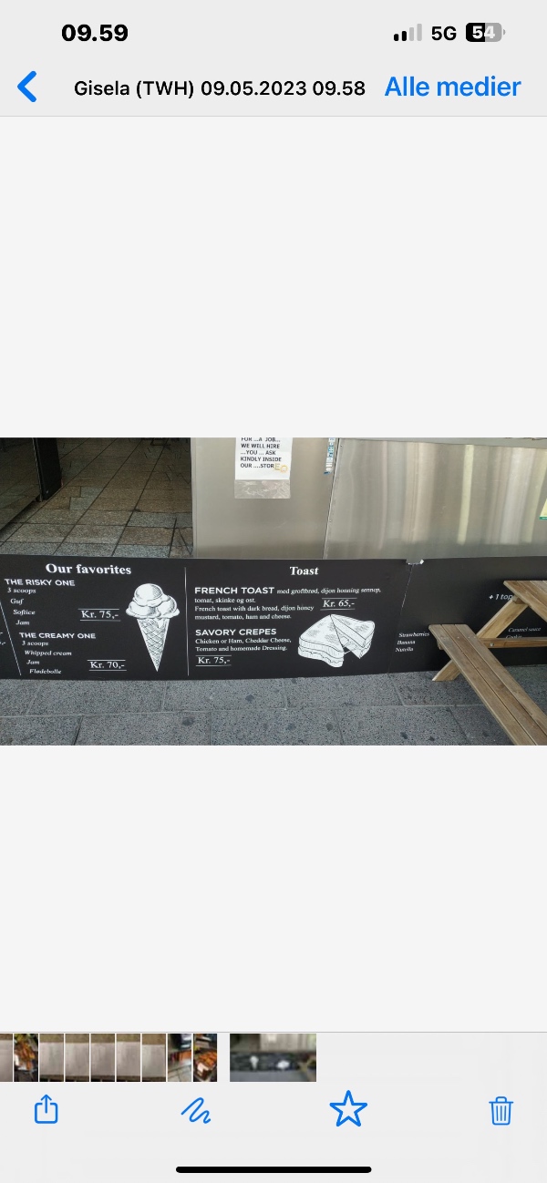 Menu skilt til vores butik er faldet ned og skal skrues bedre fast igen