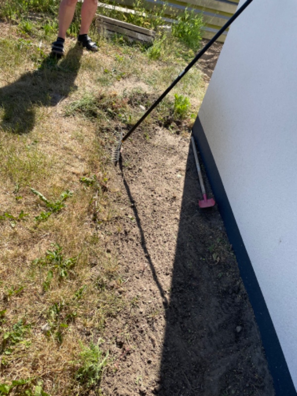 Gravet ned og fjernet en rod og fjernet jord