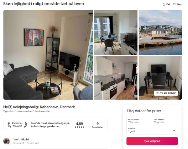 Klargørelse af Aribnb et værelses lejlighed.