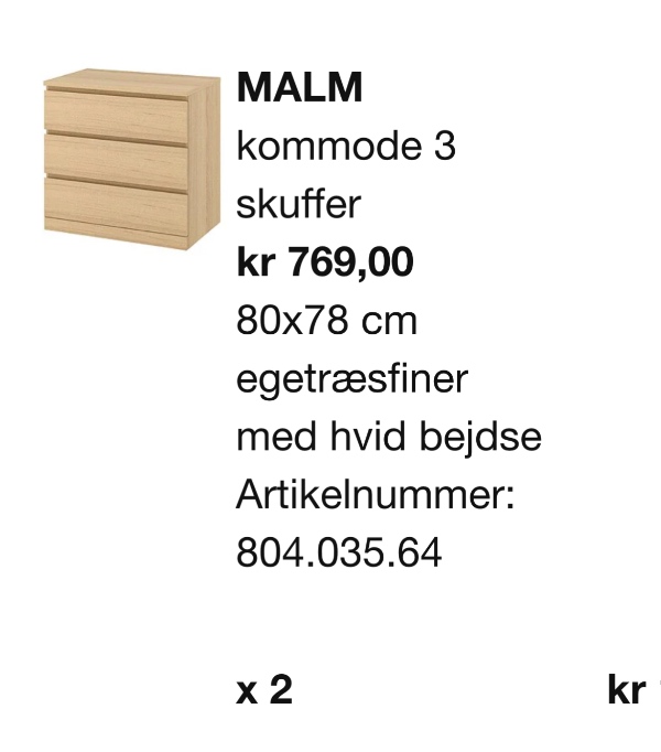 Samling af 2 Ikea møbler og ophæng af 4 rammer