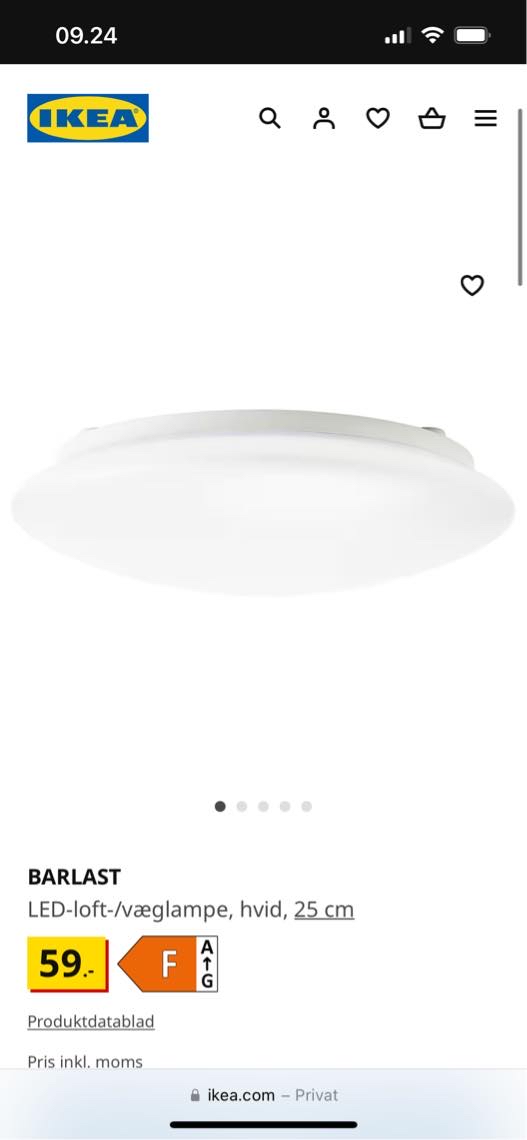 Opsætning og installering af fire lamper. Lamperne er købt i forvejen